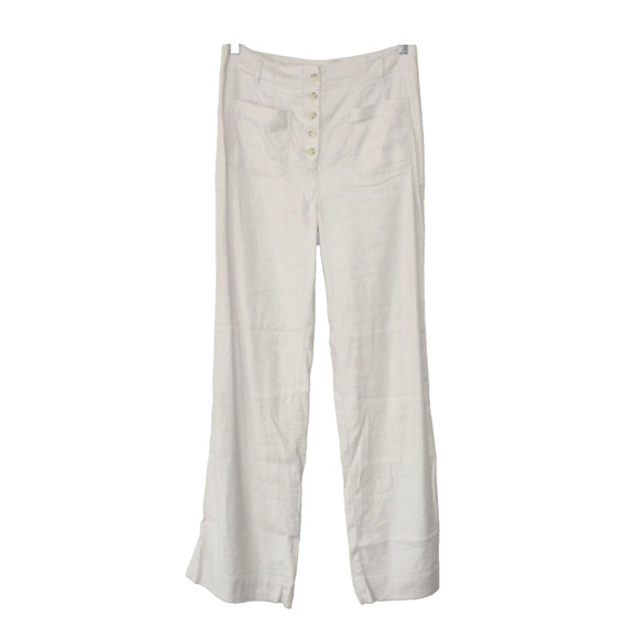 A6 Auth MAEVE BY ANTHROPOLOGIE Beige Linen Blend Straight Leg Pants Size 10 - Picture 1 of 4